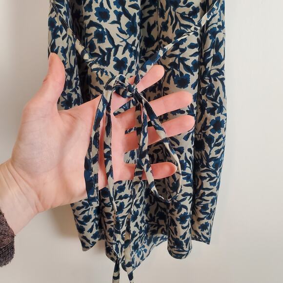 Loft Floral Shift Dress Teal Gray SP - Picture 9 of 12